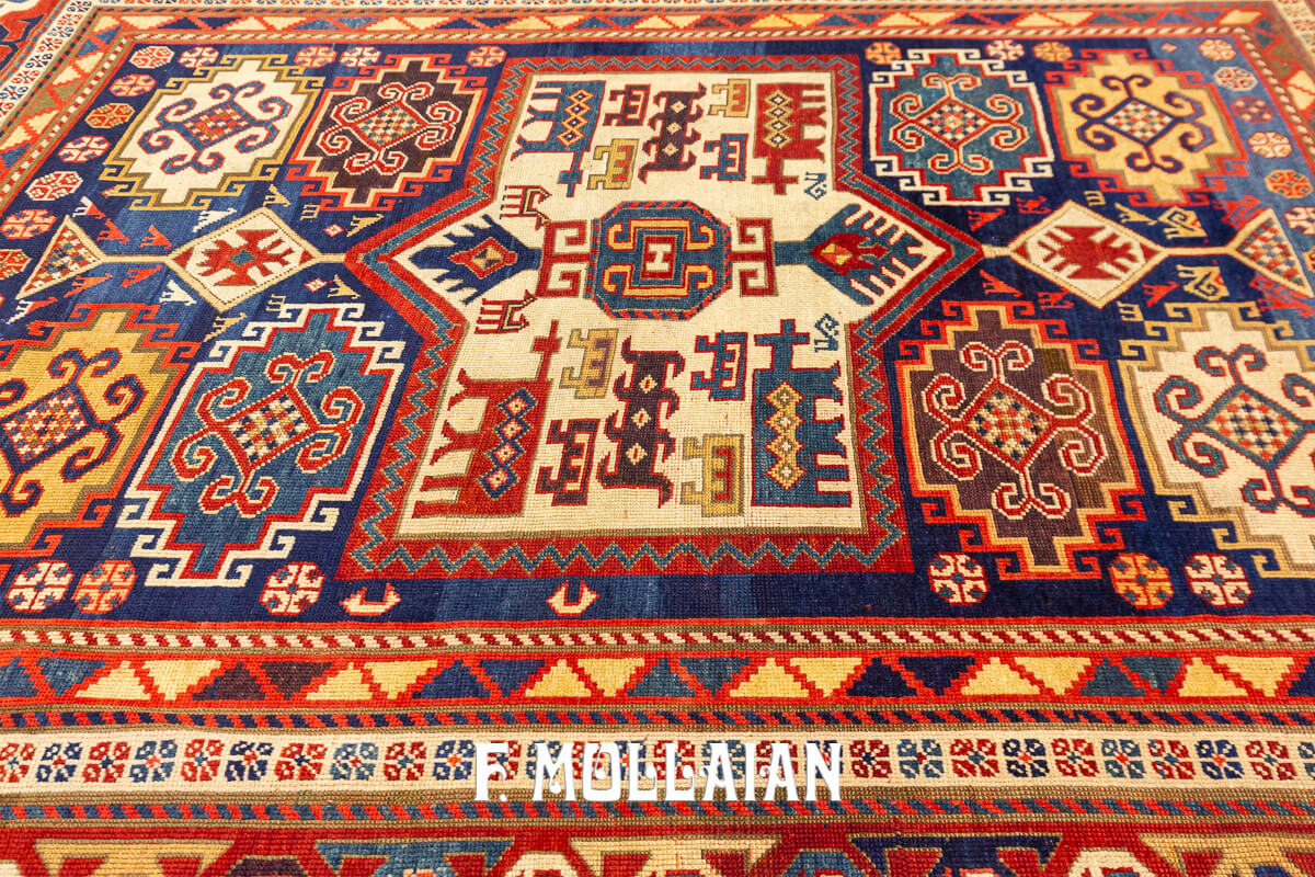 Hand-knotted Caucasian Kazak Moghan Antique Rug n°:54882943